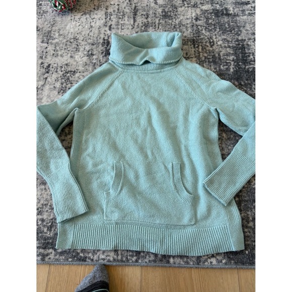 LOFT Women's XS Extra Small Blue Cowl Neck Pocket Pullover Sweater - Picture 4 of 4